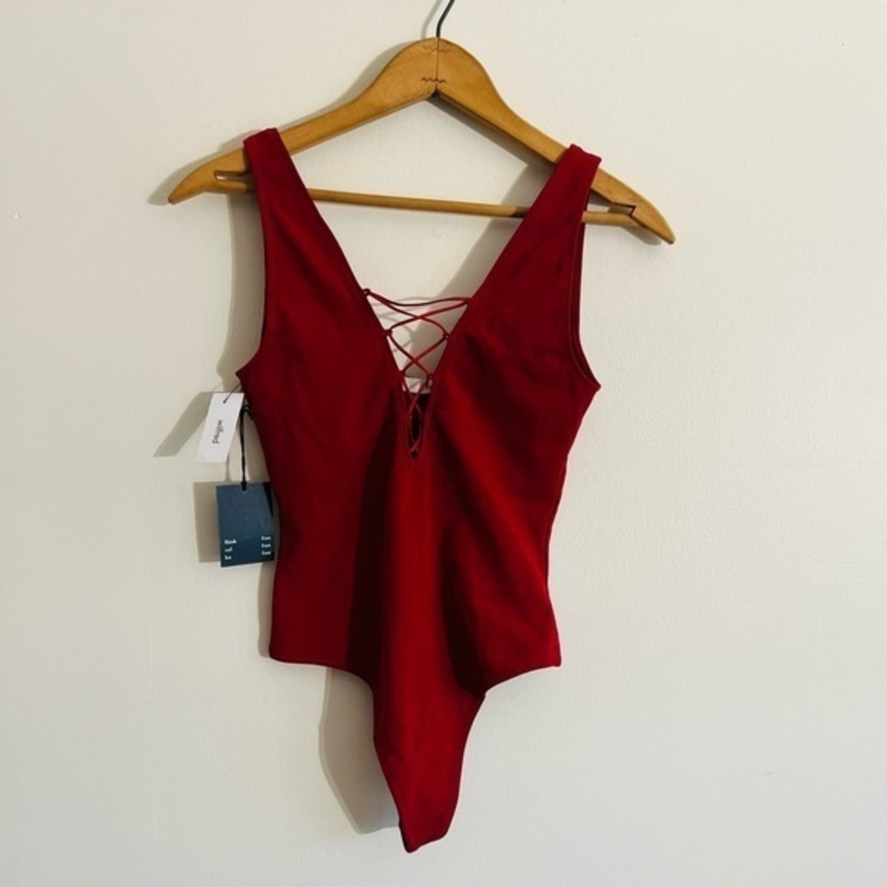 NWT Wilfred Free Aritzia Lais Bodysuit Thong in Red size S